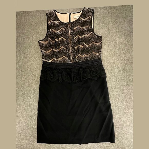 Ann Taylor LOFT‎ Evening Dress Sleeveless Round Neck Lace Detail Size 10 Black - Picture 1 of 13
